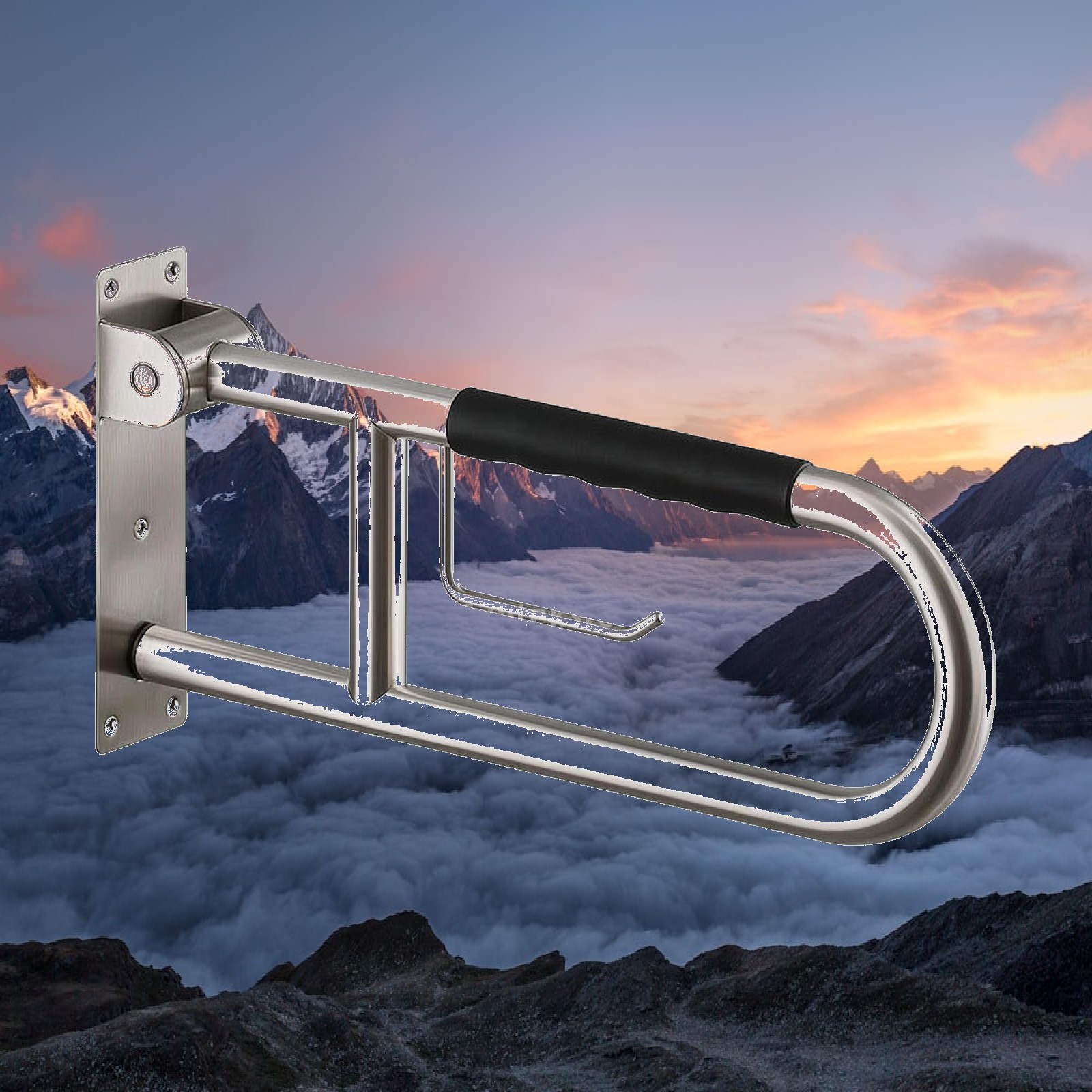 Home Bathroom Grab Bar - Barra de apoyo plegable para inodoro,
