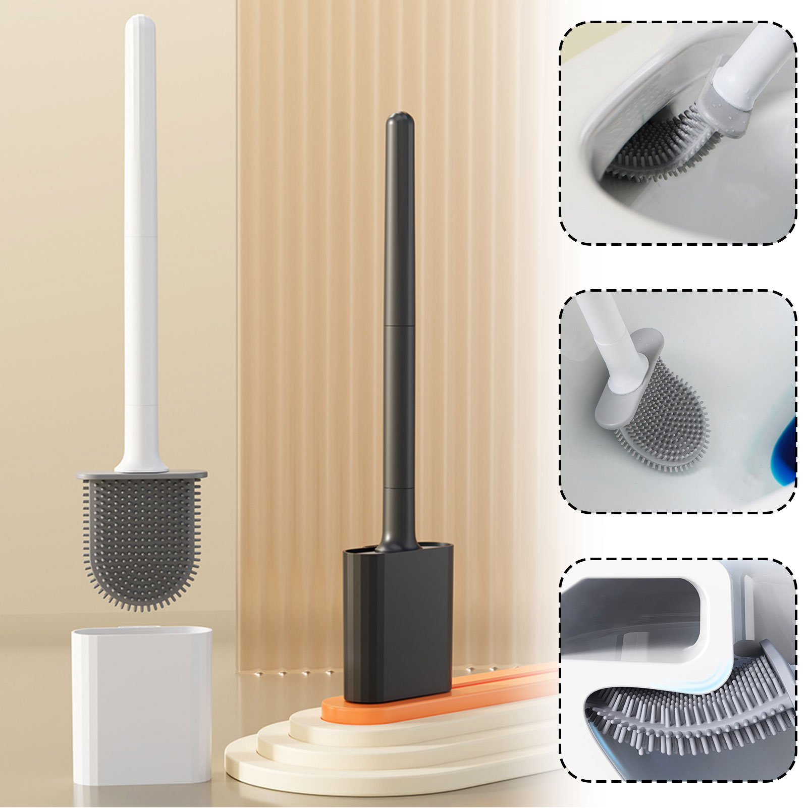Toilet Brush Holder - Cepillo de baño de silicona con