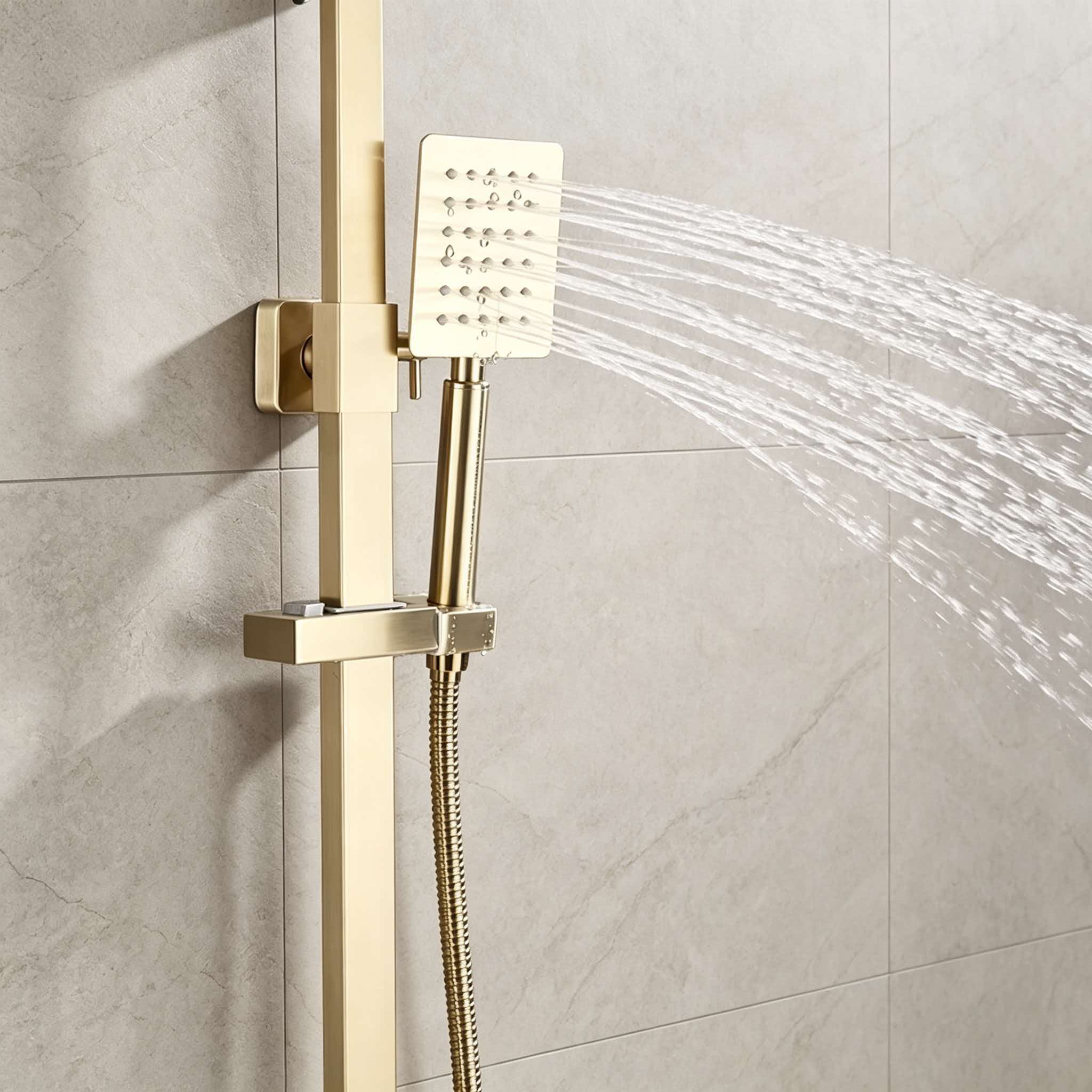 Juego de ducha dorado de acero - Home Bathroom Faucets reseña y precio