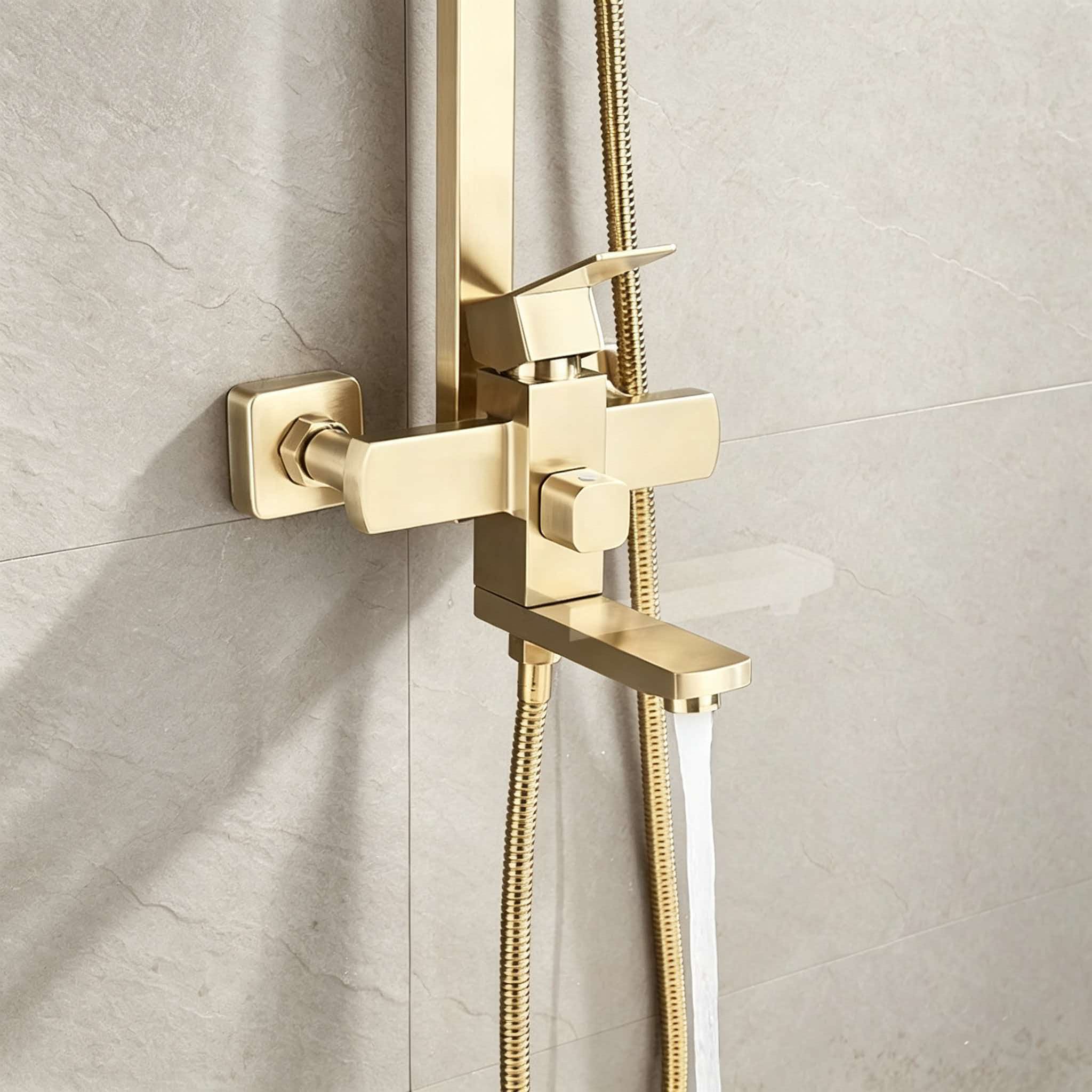 Juego de ducha dorado de acero - Home Bathroom Faucets reseña y precio
