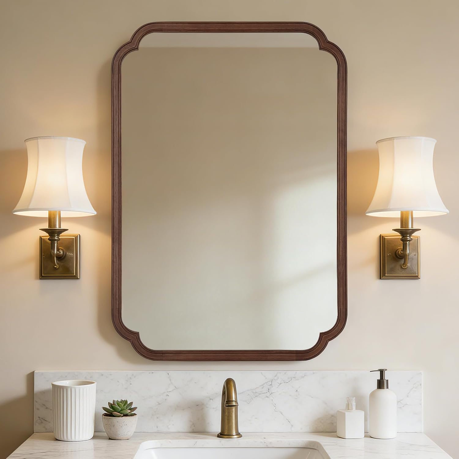 Espejo de baño de madera de 28 - Home Living Bathroom Vanity reseña y precio