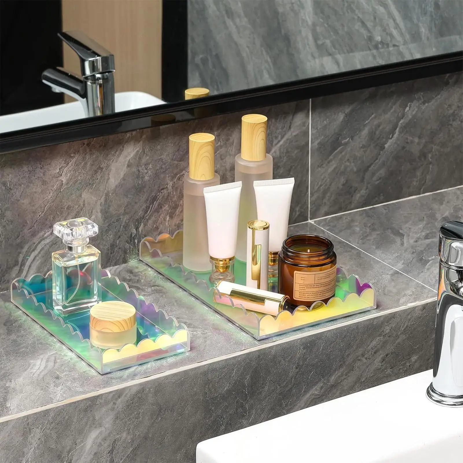 2 piezas de bandeja acrílica c - Home Living Bathroom Vanity reseña y precio