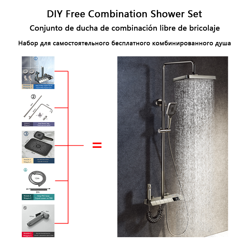 Juego de ducha de baño con tec - Home Bathroom Faucets reseña y precio
